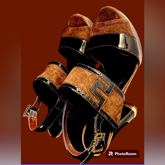 Tory Burch Leather Platform Heels EUC black & brown Sz 7.5M - Picture 8 of 12